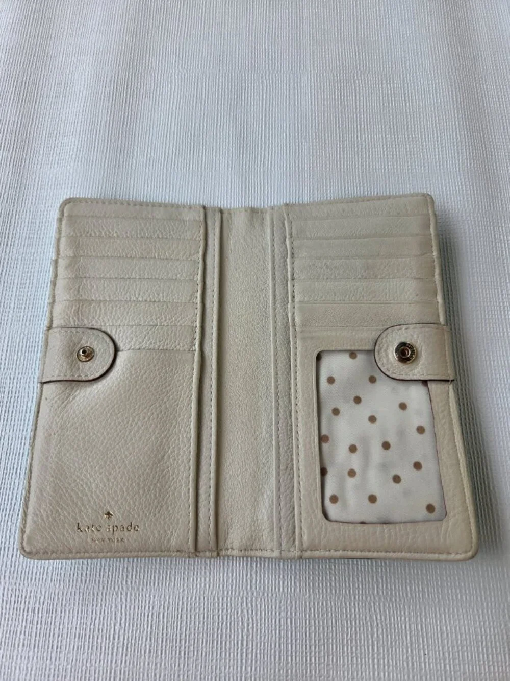 Kate Spade Mikas Pond Staci Folding Wallet Vibrant Aqua Green Saffiano Leather